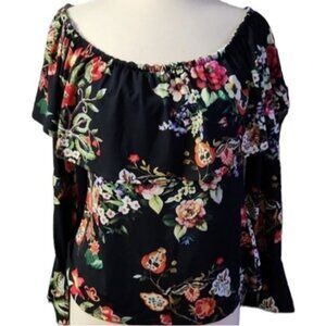Boston Proper Small Off the Shoulder Flower Stretch Shirt